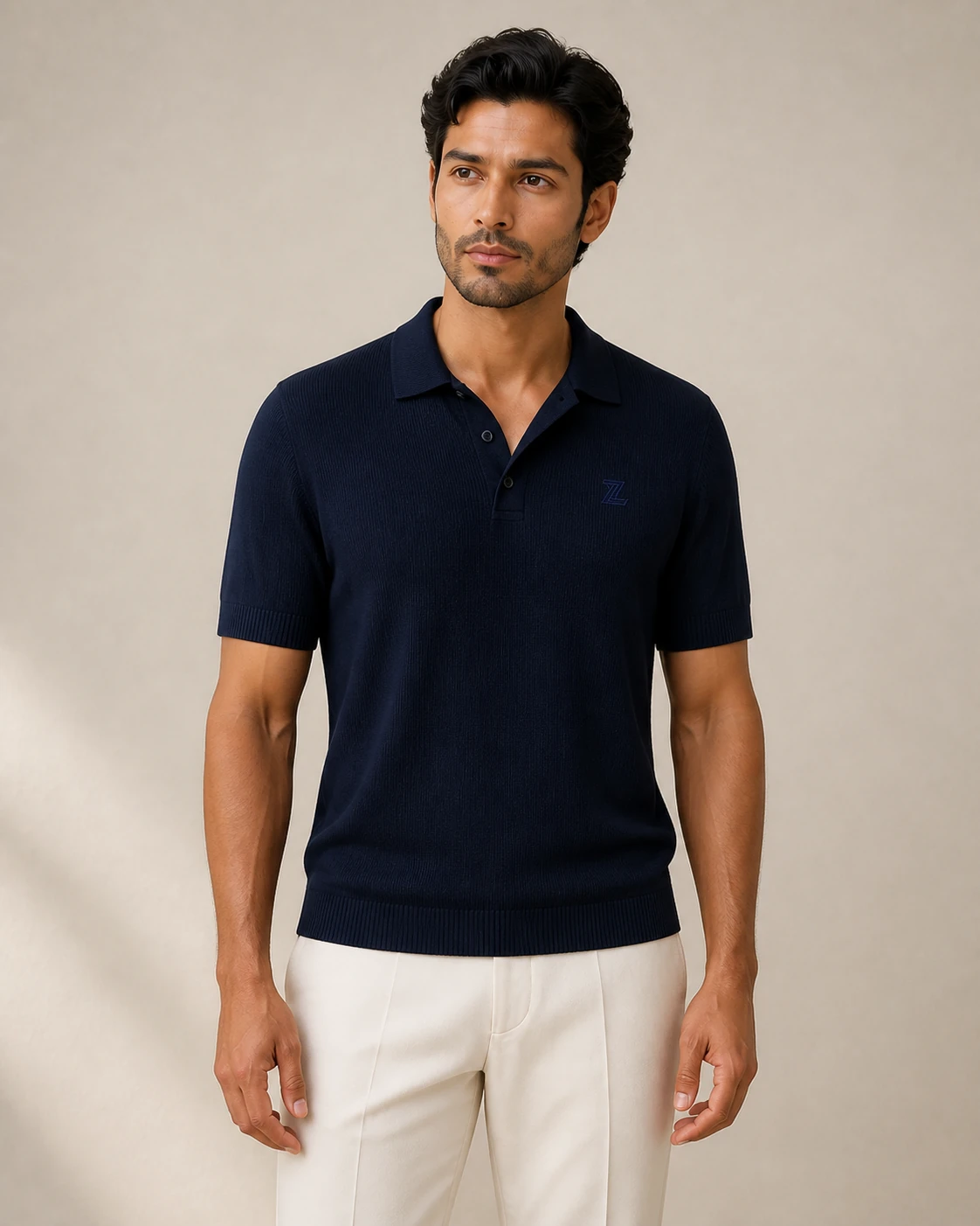 Navy Knit Polo
